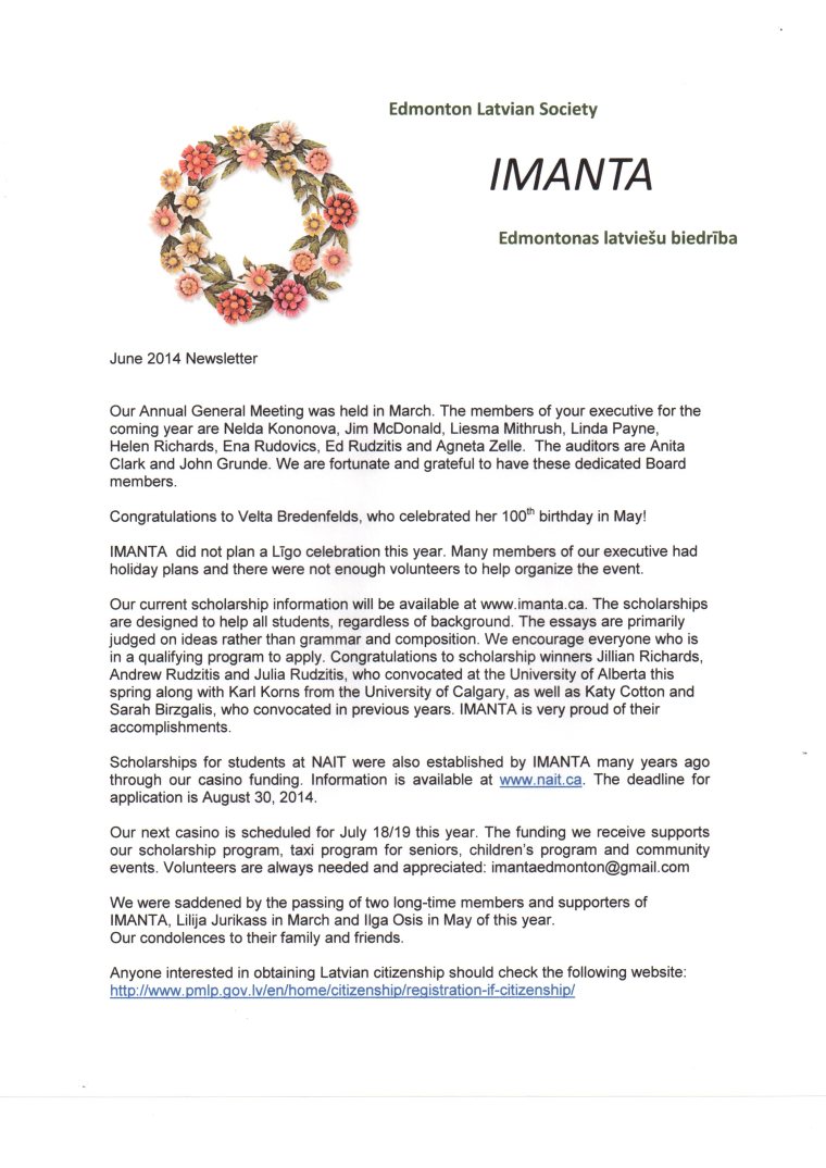 June 2014 Newsletter